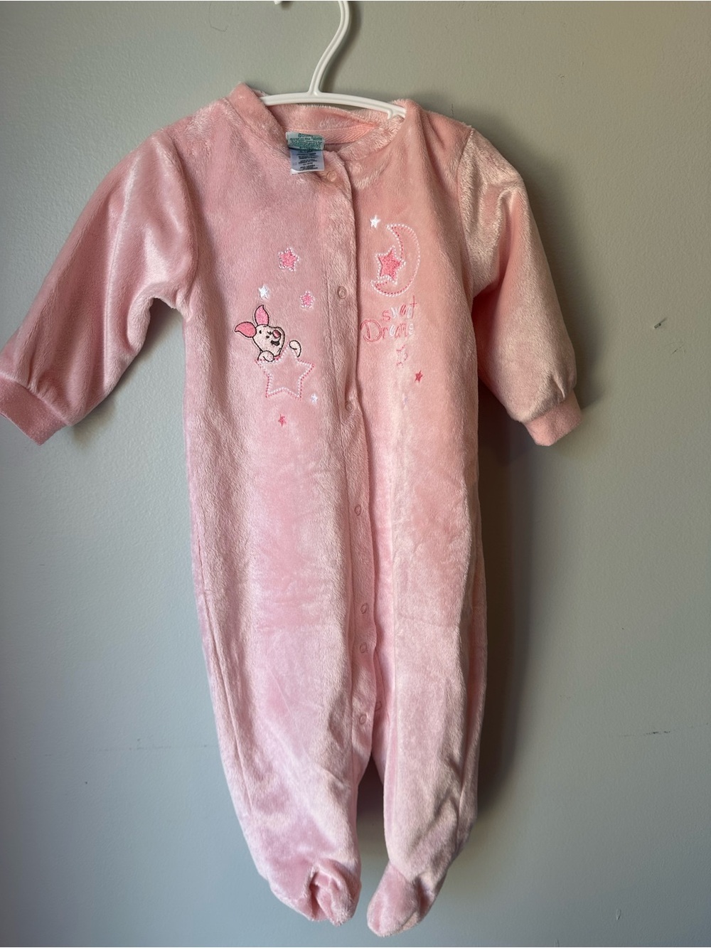 Vintage Piglet footed fuzzy sleeper
